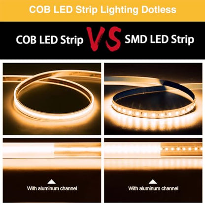 LLTOP COB LED Strip Lights Waterproof IP67 24VDC Warm White 3000K 16.4FT | CRI 92Ra+, Outdoor LED Tape Lighting, DIY Cuttable, For Bedroom Kitchen Cabinet Shelf (Power Supply Not Included) - color: Warm White 3000K (power supply not included)