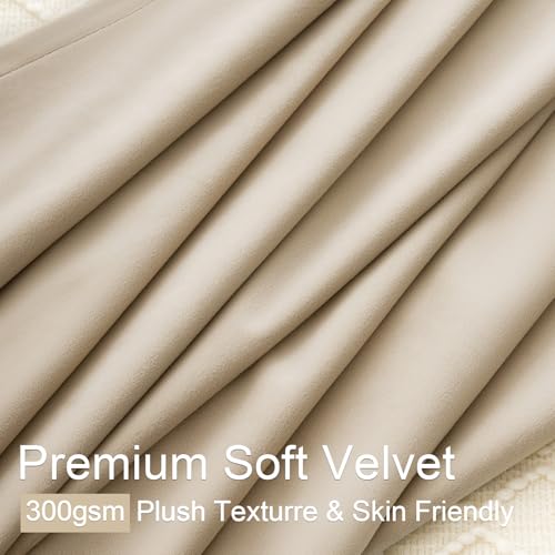 102 Inch Long Custom Velvet Curtains,Beige Room Darkening Noise-Reducing Pleated Drapes with Hooks and Back Tab, Modern White Tone Window Panels for Bedroom, Living Room,2 Panels - color: Beige, size: 40"W x 102"L (Pack of 2)