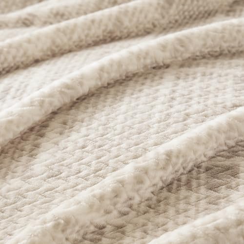 COOVA Fleece Bed Blanket Twin Size, Super Soft and Cozy 3D Jacquard Warm Blankets, Lightweight and Fuzzy Throw for Couch, Sofa, Chair, Giftable (Taupe, 60"x80") - color: Graphite Taupe, size: 60"x80"