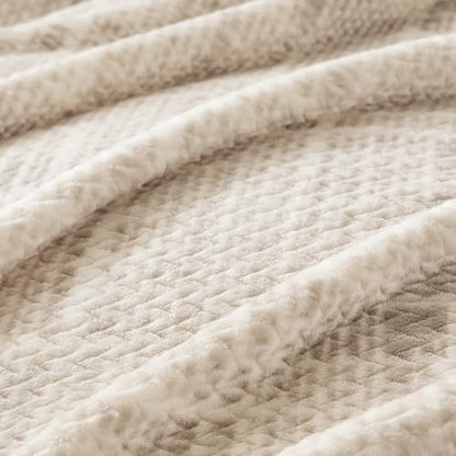 COOVA Fleece Bed Blanket Twin Size, Super Soft and Cozy 3D Jacquard Warm Blankets, Lightweight and Fuzzy Throw for Couch, Sofa, Chair, Giftable (Taupe, 60"x80") - color: Graphite Taupe, size: 60"x80"