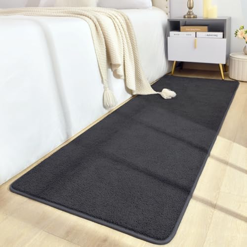 BENRON Soft Runner Rug for Bedroom Hallway 2x6 Dark Grey, Non Slip Washable | Minimalist, Low Pile, Long Runners for Kitchen Laundry Dorm, Kids Room - color: Dark Grey, size: 2' x 6' (Runner)