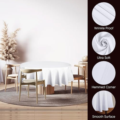 Utopia Kitchen Round Table Cloth 2 Pack [90 Inches, White] | Tablecloth Machine Washable, Polyester Table Cover for Dining, Buffet Parties, Picnics, Events, Weddings and Restaurants - color: White, size: 2 Pack 90 Inch Tablecloth