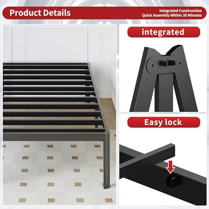 Yicensen 14 Inch Full Bed Frame No Box Spring Needed Heavy Duty Full Size Platform Bed Frame with Rounded Corner Legs, Easy Assembly, Noise Free, Black. - size: Full, style: 14 Inch