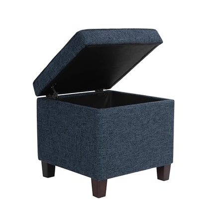 HomePop 18" Square Tufted Storage Ottoman - Dusty Navy - color: Dusty Navy