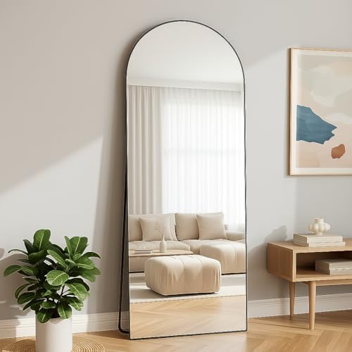 BEAUTYPEAK 71" x 26" Arch Full-Length Mirror with Stand, Black | Full Body Arched Mirror with Standing, Leaning or Wall-Mounted for Wall, Ideal for Bedroom, Dressing Room, Entryway - color: Black, size: 71"L x 26"W