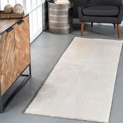 nuLOOM Loni Off White Solid Washable Runner Rug, 2' x 6' - color: Off White, size: 2'6" x 6' (Rectangular)