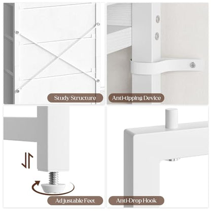 Yoobure White Dresser with Hanging Rack - Small Dresser for Bedroom with 4 Drawers, 44'H Chest of Drawers, Reversible Kids Dressers with Storage Shelf, Closet Dressers, Dorm Essentials, Sturdy Frame - color: White