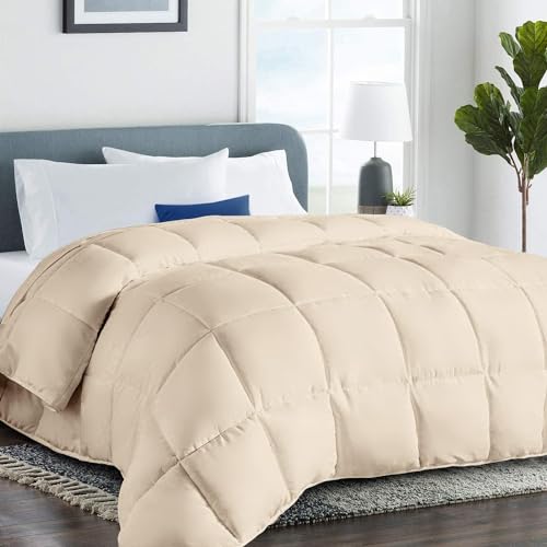 Sleepdown King Comforter Set - All Season Reversible Beige King Comforter with 2 Pillow Shams, Soft Breathable Microfiber Bedding Set, All Season Lightweight King Size Comforter Set - color: Beige, size: King (106"x92")