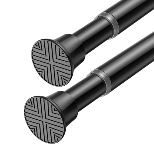 Tension Rods 2Pack Black Tension Curtain Rods 23-48Inch Small Curtain Rods | for Windows Adjustable Curtain Rods Spring Rod for Doorway,Closet,Windows - color: Black, size: 23" to 48"-2Pcs