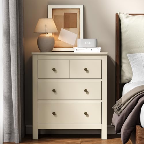 RoyalCraft 3 Drawer Nightstand, 27'' Wood Bedside Table with Storage Drawers, Modern Bedroom Storage Cabinet for Entryway, Hallway, Beige - color: Beige