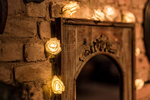 Cobus CozyHome Decorative Rose String Lights - 4 Meters & 20 Flower LEDs Warm White with Timer | Rose String Lights Spring Light Garland Table Decoration Lights Indoor with Timer Function 1