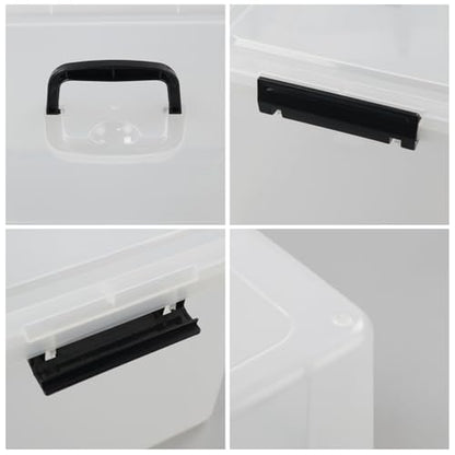 4-Pack 17.5 Quart Clear Storage Box, Plastic Storage Bins with Lids | Stackable Plastic Storage Boxes, Clear Organizer Totes for Closet, Pantry, Garage, Durable Latching Lids - size: 17.5 quart