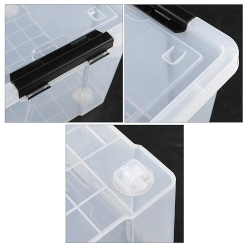 4 Pack 50 Quart Clear Plastic Storage Bins with Lids and Wheels | Large Stackable Latching Container Boxes for Clothes, Bedding, Garage Organization - size: 50 Quart