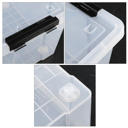 4 Pack 50 Quart Clear Plastic Storage Bins with Lids and Wheels | Large Stackable Latching Container Boxes for Clothes, Bedding, Garage Organization - size: 50 Quart