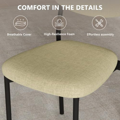 Einhomn Upholstered Dining Chairs Set, Modern Stackable Dining Room Chairs with Soft Velvet Backrest, Kitchen Chairs with Sturdy Metal Legs for Living Room, Restaurant, Set of 2,Beige Linen - color: Beige Linen