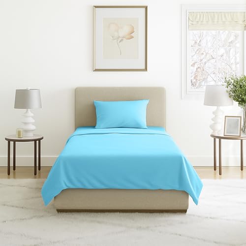 3-Piece Brushed Microfiber Twin Sheet Set - Bedding with Wrinkle/Stain-Resistant Fitted and Flat Sheets Plus Pillowcase by Lavish Home (Light Blue) - color: Light Blue, size: Twin