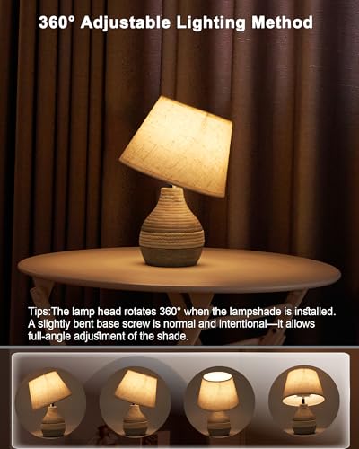 10" H Small Rechargeable Cordless Ceramic Table Lamp, Coastal | Remote Control RGB, Warm White Light, Timer, Dimmer, Battery Operated Lamp for Bedroom, Living Room, Kitchen, Linen Shade - size: Mini-10"H