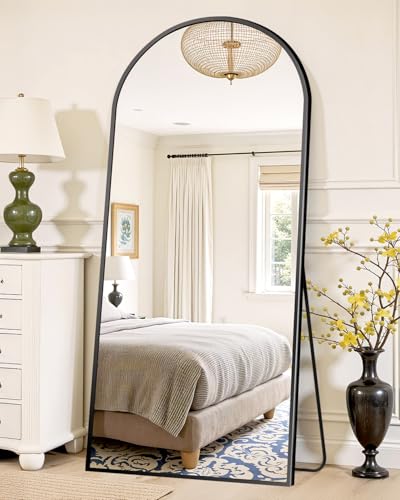 Suidia Full Length Mirror, 58"x19" Floor Standing Mirror Freestanding, Full Body Mirrors with Stand for Bedroom, Hanging Mounted for Living Room Cloakroom, Black, Arched Style - color: Black, size: 58"L x 19"W, style: Arched Style