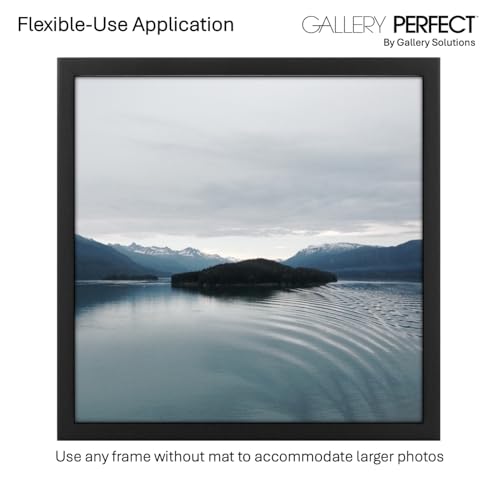 Gallery Perfect 12-Piece Black Photo Frame Set with Hanging Template - 12x12 Picture Frame Matted to 8x8 - Gallery Wall Kit - color: Black