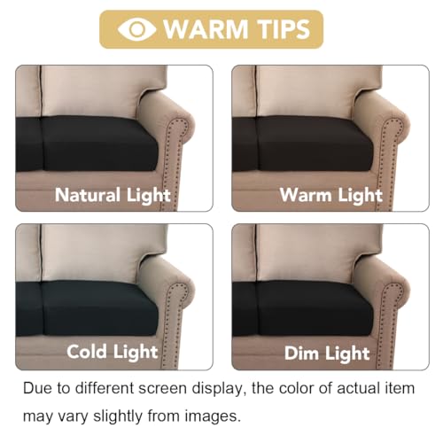 H.VERSAILTEX Super Stretch Individual Seat Cushion Covers Sofa Couch Slipcover Sets Thick Jacquard Textured Twill Fabric (3 Piece Covers, Black) - color: Black, size: 3 Cushion Sofa