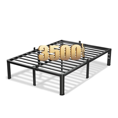 VIPSHOW 16 Inch Full Bed Frame with Round Corners No Box Spring Needed | 3500lbs Heavy Duty, Under bed storage, 4 mattress stoppers, Headboard holes, Noise-free, Easy assembly & rubber covers - size: Full, style: 16 Inch