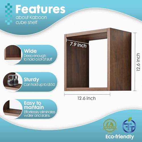 Cube Floating Shelves Set2, Display Shelves Wall Mount 7.75" D x 12.5" W x 12.5" H, (Walnut, Square 2 Cubes) - color: Dark Walnut, size: Square-Set2