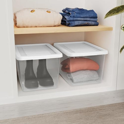 Sterilite Storage Box, Stackable Clear Plastic Bins, 20 Quart, 24-Pack | Heavy-Duty Organizing Containers with Snap-On Lids for Closet, Bathroom, and Office - size: 20 Qt, style: 24 Pack