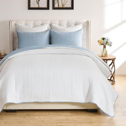 Greenland Home Fashions Homestead Modern Artisan Reversible Matelassé Coverlet Set, 3-Piece Full/Queen, Sky Blue - color: Sky Blue, size: 3-Piece Full/Queen