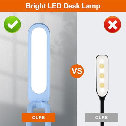 Giryuhd LED Desk Lamp for Office Home & Battery Operated Lamp Rechargeable Lamp Foldable & Portable Light, LED Desk Light Strip, 3 Brightness Dimmable Small Desk Lamp Wireless Reading Lamp - color: Blue