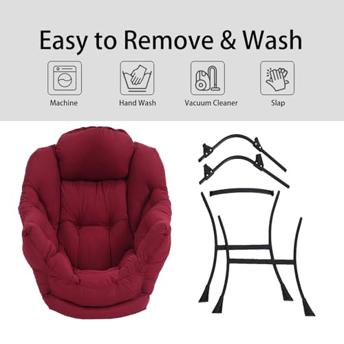 Lazy Chair with Ottoman, Comfy Accent Reading Chair, Burgundy | Foldable Footrest,Removable Cover,with Armrests and Side Pockets,Upholstered Lounge Chair for Bedroom,Dorm,Office,Small Space - color: Burgundy