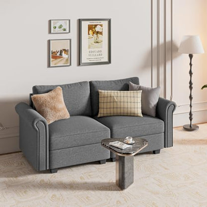 60" Modular Sectional Sofa with Hidden Storage, Convertible U Shaped 2 Seat Sofa Couch with, Comfy Upholstered Couches for Living Room, Apartment, Office,Bedroom
