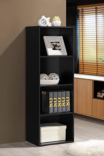 Hodedah 4-Shelf Bookcase in Black - color: Black, size: 4-Shelf