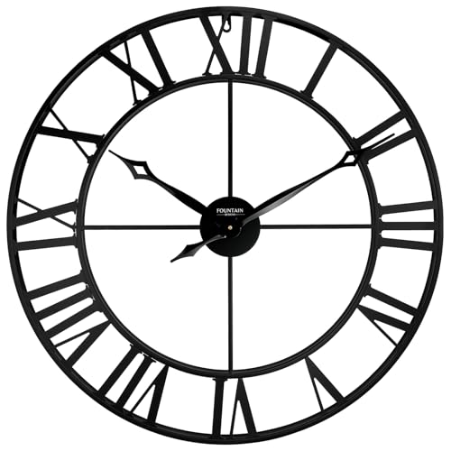 30 Inch Wall Clocks for Living Room Decor,Roman Numeral | Durable Black Metal,Battery Operated,Oversized Large Wall Clock for Dinning Room,Entryway & Home Office - size: 30 Inch