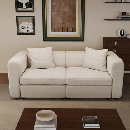 Miuuod Love Seater Extra Large Sectional Sofa with 2 Seats, Convertible Leisure Deep Couch for Living Room, Apartment，Family Lounge Sofa, Beige | Love Seater - color: Beige, style: 2 Seats（2 Seats only）