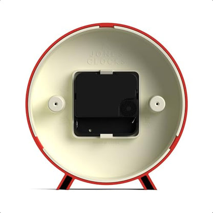 JONES CLOCKS® Venus Desk Clock | Modern Round Design | Red | Stylish Retro Look for Shelf, Table, Mantel or Bedside - color: Engine Red