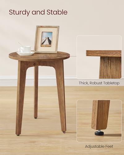 VASAGLE MAEZO Collection - Small Side Table, Round End Table, Nightstand with Tapered Legs, Curved Transitions, for Small Spaces, Living Room, Bedroom, Honey Brown ULET237KB01S - color: Honey Brown