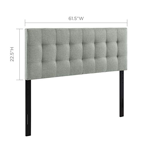 Modway AMZ-5041 Lily Tufted Linen Fabric Upholstered Queen Headboard in Gray - color: Gray, size: Queen