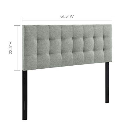 Modway AMZ-5041 Lily Tufted Linen Fabric Upholstered Queen Headboard in Gray - color: Gray, size: Queen