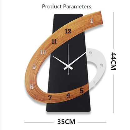 Modern Large Decorative Wall Clock，17 inch Black Silent Non-Ticking Nordic Metal Wall Clocks for Living Room Home Kitchen Bedroom Cafes Office Staircase，Arabic Numerals Quartz Clock(35x44cm) - size: 13.8x17.3IN(35x44cm)