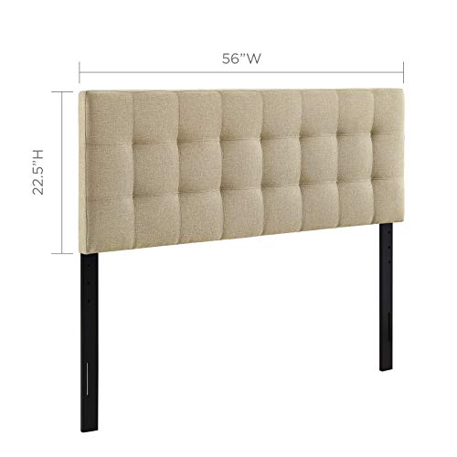 Modway Lily Tufted Linen Fabric Upholstered Full Headboard in Beige - color: Beige, size: Full