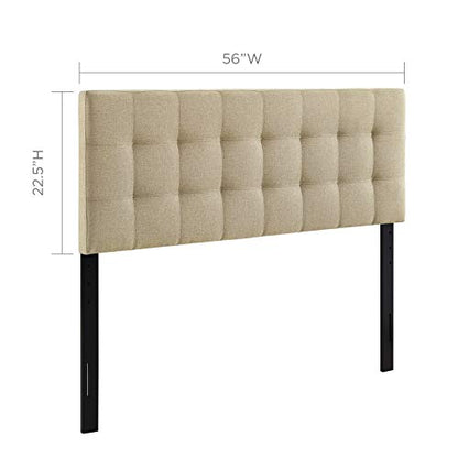 Modway Lily Tufted Linen Fabric Upholstered Full Headboard in Beige - color: Beige, size: Full