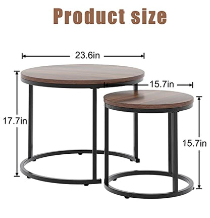 Nesting Coffee Table Rustic Brown 2 Sets for Small Place Engineered Wood Sofa End Side Table for Living Room Cabin Bed Room Dining Room - color: Rustic Brown