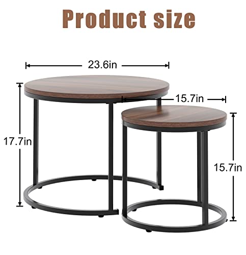 Nesting Coffee Table Rustic Brown 2 Sets for Small Place Engineered Wood Sofa End Side Table for Living Room Cabin Bed Room Dining Room - color: Rustic Brown