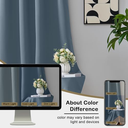 Extra Long 10 FT Blackout Curtains for Patio 120 Inches Long 2 Panels Set, Solid Thermal Insulated Energy Saving Rod Pocket Window Treatment Curtains Blackout Drapes, W50xL120, Stone Blue - color: Mineral Blue, size: 50"W x 120"L (Pack of 2)