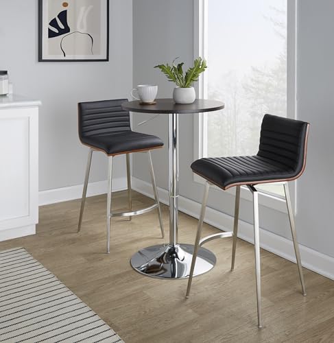 LumiSource Mason Swivel Adjustable Counter Height Dining 3 Piece Set, Pub Table and Stools, High Top Table Set for 2, Counter Table and Chairs Set of 2, Kitchen & Dining Room Sets (Black) - color: Black