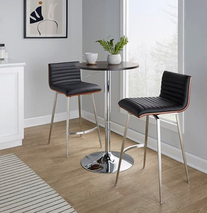 LumiSource Mason Swivel Adjustable Counter Height Dining 3 Piece Set, Pub Table and Stools, High Top Table Set for 2, Counter Table and Chairs Set of 2, Kitchen & Dining Room Sets (Black) - color: Black