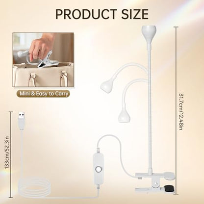 AORAEM LED Nail Lamps Flexible Gooseneck Lamp Gel Polish Curing Light White | Quicky Dry Nail Manicure Dryer Plug Play Portable Flash Cure Light for Gel Nails Home DIY Professionals - color: White