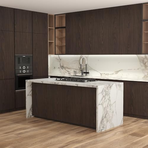 Extra Wide Wood Contact Paper Walnut Vinyl Wrap Dark Wood Grain Wallpaper | 48x354in Peel and Stick Countertops Matte Self-adhesive Waterproof Counter Top Covers Wall Paper for Cabinets and Drawers - color: Brown, size: 48" x 354"