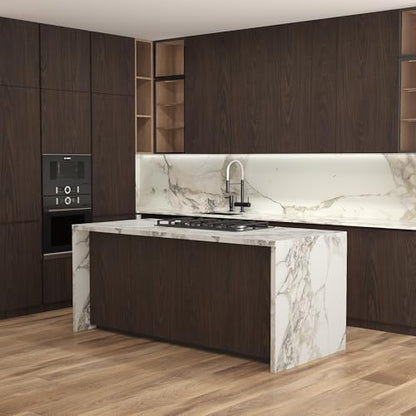 Extra Wide Wood Contact Paper Walnut Vinyl Wrap Dark Wood Grain Wallpaper | 48x354in Peel and Stick Countertops Matte Self-adhesive Waterproof Counter Top Covers Wall Paper for Cabinets and Drawers - color: Brown, size: 48" x 354"