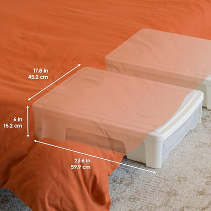 IRIS USA 2-Pack, 22 Qt. Under Bed Storage Bin with Sliding Drawer, White | Store seasonal clothing, shoes, blankets, linens and household essentials neatly under beds to maximize storage space - style: 22 Qt. - 2 Pack